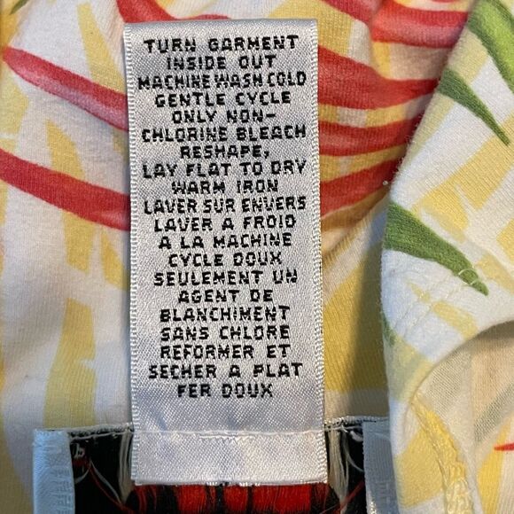 Talbots Floral Print Tee Yellow Pink Green Short Sleeve Crewneck Tropical Top SP - Picture 8 of 8